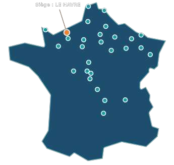 Implantation des équipes D2C en France, siège au Havre